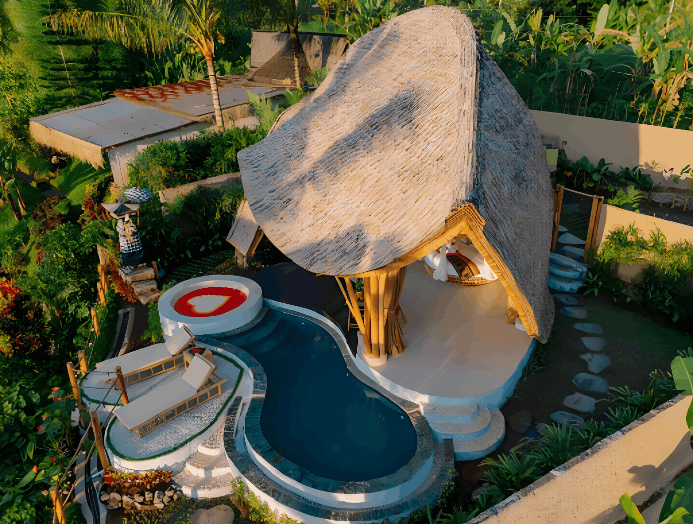 Tropical villa at golden hour